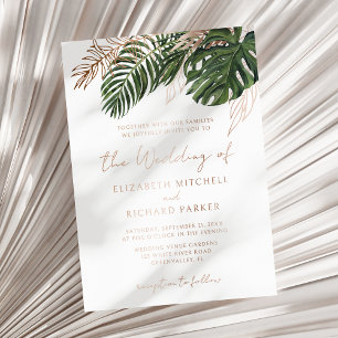 Invitation En Aluminium Mariage Bohème Été Botanique de Verdure Tropicale