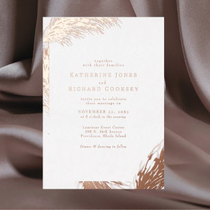 Invitation En Aluminium Mariage Bohème Pampas Or Rose Sans Parents