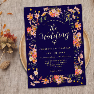 Invitation En Aluminium Mariage Bohème Rustique Floral Automnal Or