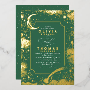 Invitation En Aluminium Mariage bohème sous le croissant de lune mystique