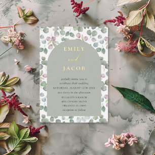 Invitation En Aluminium Mariage Bohème Vert Sauge & Or Eucalyptus