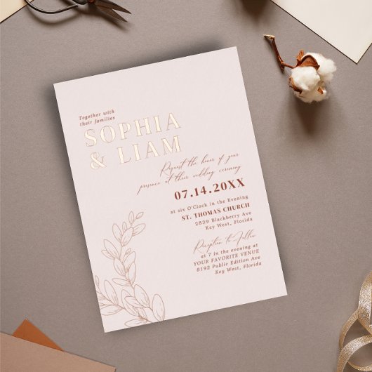 Invitation En Aluminium Mariage Boho Blush Terracotta Avec Code QR RSVP
