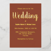 Invitation En Aluminium Mariage Boho Brown Terracotta Gold (Recto)