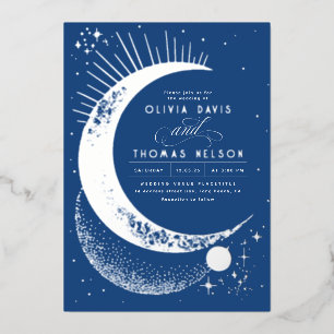 Invitation En Aluminium Mariage Boho de nuit étoilé de la lune de croissan