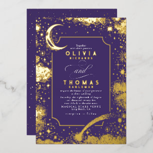 Invitation En Aluminium Mariage Boho de nuit étoilé de la lune de croissan