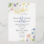 Invitation En Aluminium Mariage Boho Fleur sauvage simple et élégant (Recto)