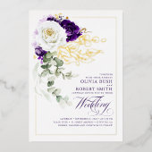 Invitation En Aluminium Mariage Boho Floral Purple & Blanc (Recto)