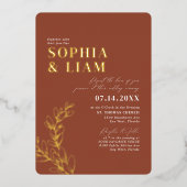 Invitation En Aluminium Mariage Boho Terracotta avec code QR RSVP (Recto)