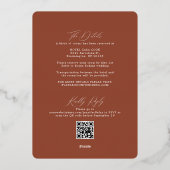 Invitation En Aluminium Mariage Boho Terracotta avec code QR RSVP (Verso)