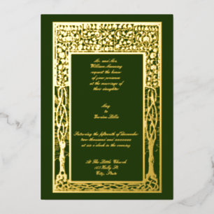 Invitation En Aluminium Mariage Bordure d'Arbre Fruitier Arts & Crafts Vin