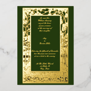 Invitation En Aluminium Mariage Bordure de Feuillage d'Arbre Arts & Crafts