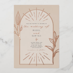 Invitation En Aluminium Mariage botanique blanc cassé en ligne arquée