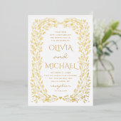 Invitation En Aluminium Mariage botanique de chute d'or. Élégant automne f (Debout devant)