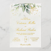 Invitation En Aluminium Mariage botanique Feuille Eucalyptus Green (Recto)