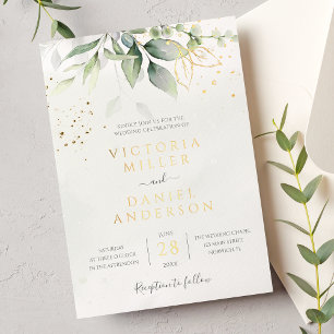 Invitation En Aluminium Mariage botanique Feuille Eucalyptus Green