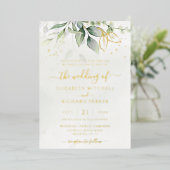 Invitation En Aluminium Mariage botanique Feuille Eucalyptus Green (Debout devant)