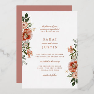 Invitation En Aluminium Mariage botanique floral automnal élégant