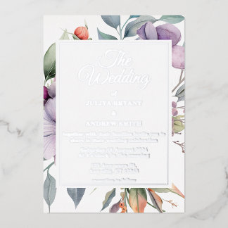 Invitation En Aluminium Mariage botanique floral élégant