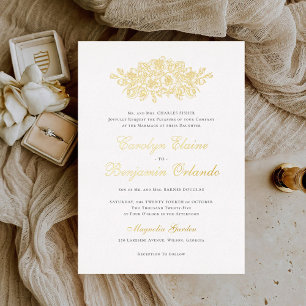 Invitation En Aluminium Mariage Botanique Floral Élégant Vintage Classique