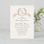 Invitation En Aluminium Mariage Botanique Français Monogramme (Debout devant)