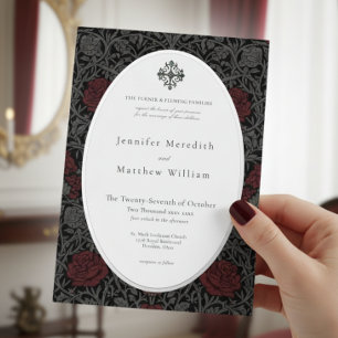 Invitation En Aluminium Mariage botanique gothique vintage élégant et somb