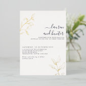 Invitation En Aluminium Mariage botanique moderne bleu marine (Debout devant)