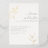 Invitation En Aluminium Mariage Botanique Moderne Vert Sauge Écriture Doré (Recto)