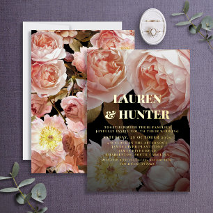 Invitation En Aluminium Mariage botanique rose pâle foncé