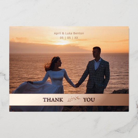 Invitation En Aluminium Mariage botanique Rose réel effet de papier coupé (Recto)