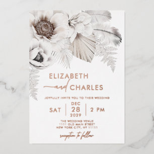 Invitation En Aluminium Mariage Botanique Rustique d'Hiver Bohème Floral