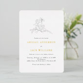 Invitation En Aluminium Mariage botanique simple crayon or (Debout devant)