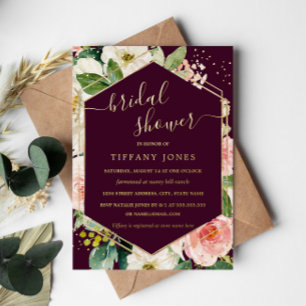 Invitation En Aluminium Mariage Bourgeois Floral Moderne Fête de Mariée