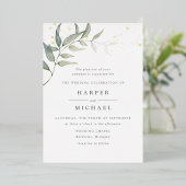 Invitation En Aluminium Mariage brillant en feuille d'aquarelle (Debout devant)