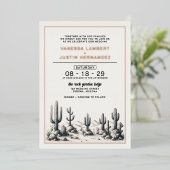 Invitation En Aluminium Mariage Cactus Décontracté (Debout devant)