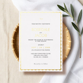 Invitation En Aluminium Mariage Cadre festonné Moderne Élégant