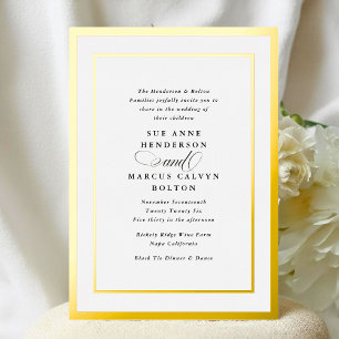Invitation En Aluminium Mariage Cadre Or Calligraphie Formel Élégant