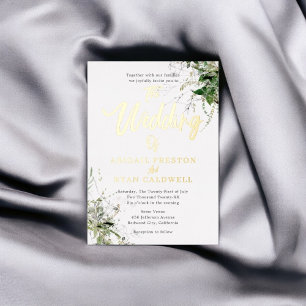Invitation En Aluminium Mariage Calligraphié à la Brosse de Verdure