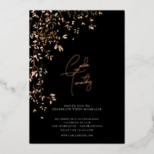 Invitation En Aluminium Mariage Calligraphie Botanique Noir