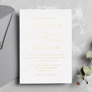 Invitation En Aluminium Mariage Calligraphié Doré Bien-Aimé