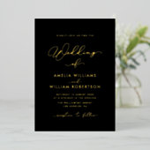 Invitation En Aluminium mariage calligraphié en écriture noire et dorée (Debout devant)