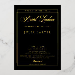 Invitation En Aluminium Mariage calligraphié noir ivoire classique déjeune