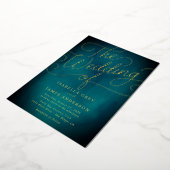 Invitation En Aluminium Mariage Calligraphié Or Teal Script (Rotation)