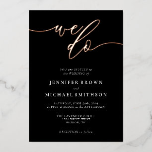 Invitation En Aluminium Mariage Calligraphié Signature Noir Or Rose
