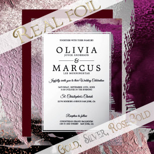 Invitation En Aluminium Mariage Cassis métallisé Pruneaux coups de pince