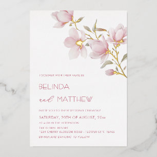 Invitation En Aluminium Mariage Casual Fleurs Blanches Or