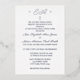 Invitation En Aluminium Mariage catholique monogramme