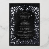 Invitation En Aluminium Mariage céleste de minuit noir étoiles lune (Recto)