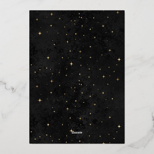 Invitation En Aluminium Mariage céleste de minuit noir étoiles lune (Verso)