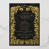 Invitation En Aluminium Mariage céleste de minuit noir étoiles lune (Recto)