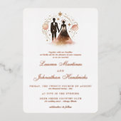 Invitation En Aluminium Mariage céleste d'or rose (Recto)